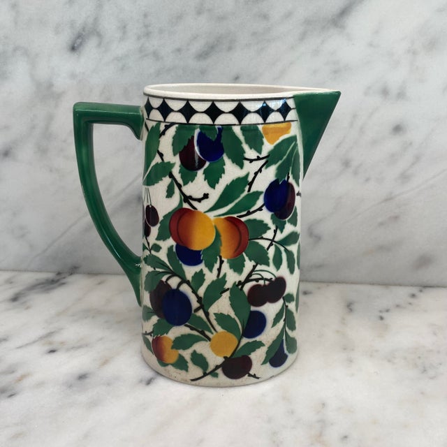 Art Nouveau Antique Villeroy & Boch Wallerfangen Saar Basin Fruit Pitcher For Sale - Image 3 of 9