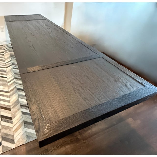 Restoration Hardware French Contemporary Black Oak Extension Dining Table - 84"-132" For Sale - Image 12 of 13