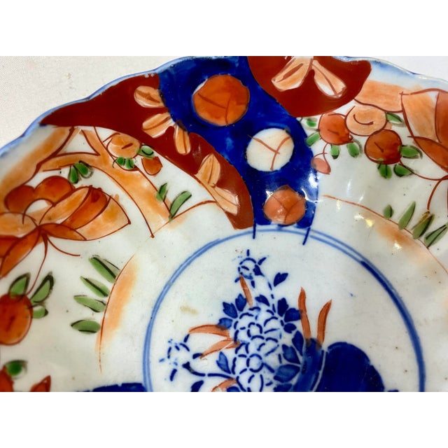 Antique Imari Bowl Hand Painted With Butterflies, Fruit and Floral Arrangements - Circa 1890 For Sale - Image 9 of 13