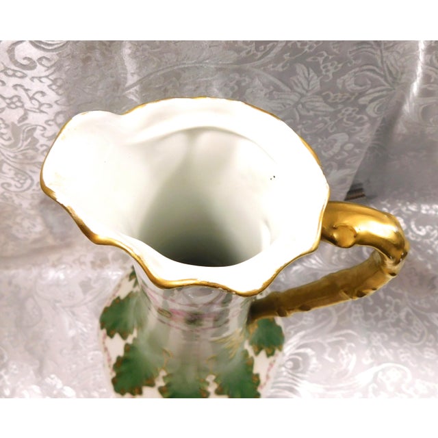 Ceramic 1900s Gerard, Dufraisseix & Abbot Green White and Gold Chocolate Pot For Sale - Image 7 of 11