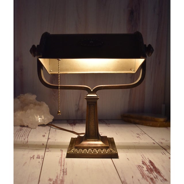 Vintage Art Deco Bronze Desk Library Lamp For Sale - Image 16 of 18