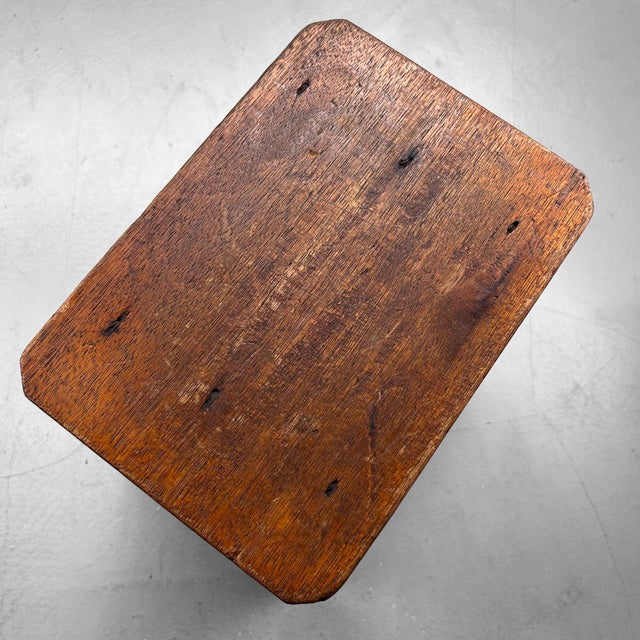 Japanese Wooden Stool with Calligraphy, 1960s For Sale - Image 9 of 10