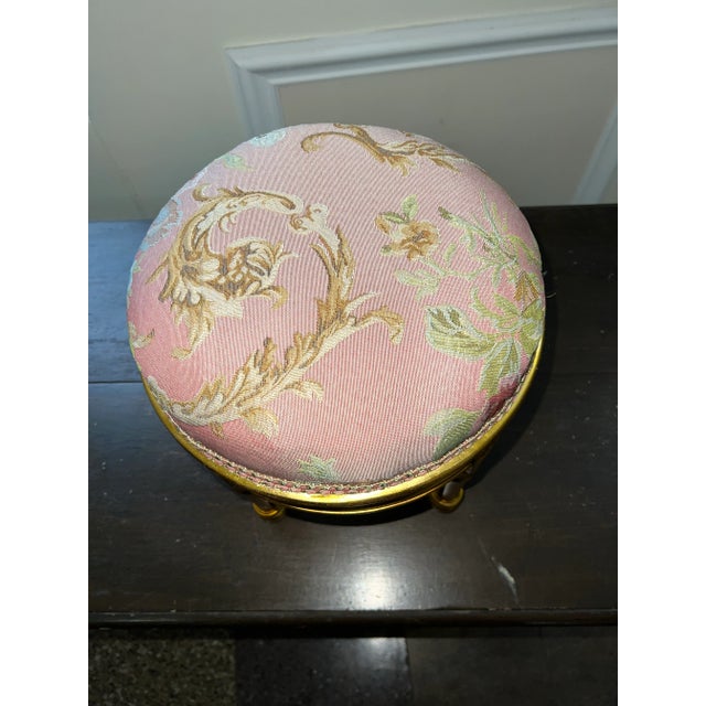 Gold 1960s Pink Footstool in Gold Leaf Stool Small Chair For Sale - Image 8 of 9