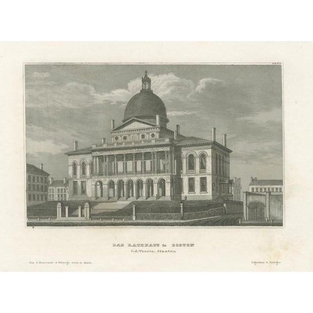 Joseph Meyer and Hermann Meyer, Boston State House on Beacon Hill, 1850, Steel Engraving For Sale - Image 9 of 9