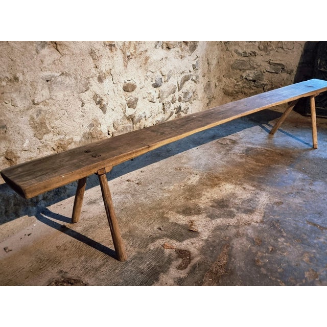Antique Primitive Oak Bench, France, 1900s For Sale - Image 15 of 15