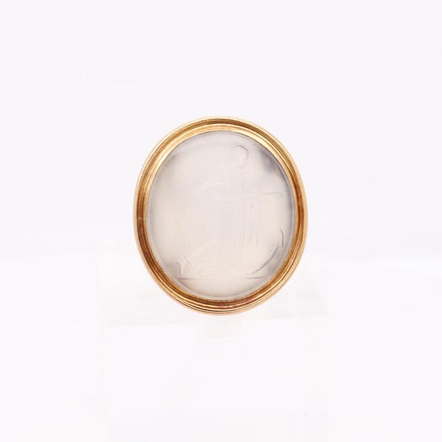 Antique Georgian Hope Allegory 14k Gold & Agate Carved Intaglio Watch Fob Seal For Sale In Philadelphia - Image 6 of 14