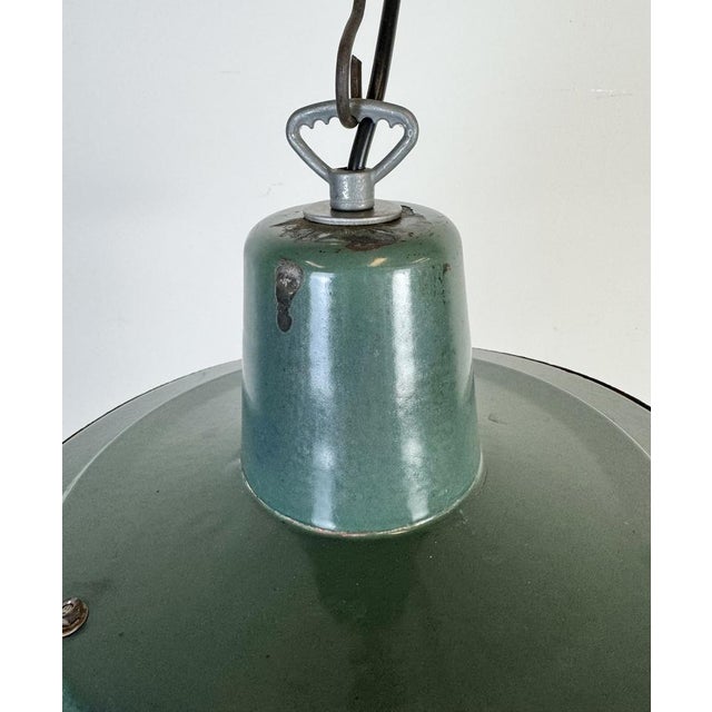Green Industrial Green Enamel Cage Pendant Light, 1960s For Sale - Image 8 of 18