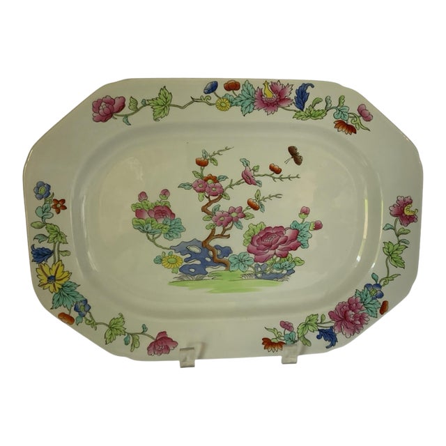 Antique Copeland Spode "Willis" Indian Tree 12.5" Hand Enameled Serving Platter New Stone England Nov 1918 For Sale
