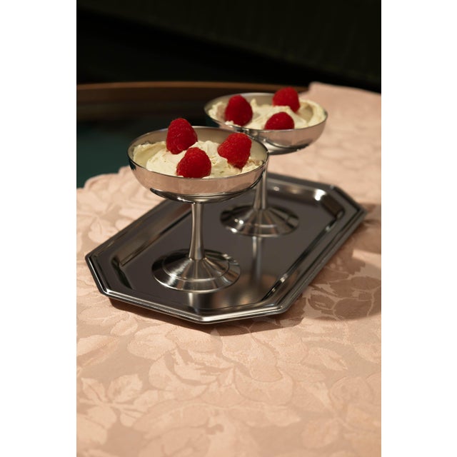 Italian Stainless Steel Dessert Set – 2 Coupes With Tray For Sale - Image 4 of 9