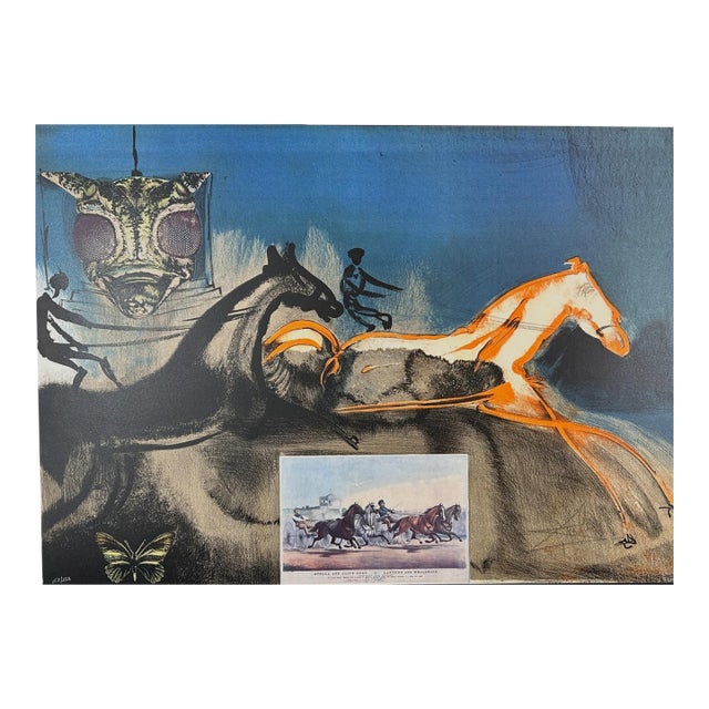 1970s Dali Currier & Ives American Trotting Horses #2 H/Sig Numb Litho Surreal Art For Sale