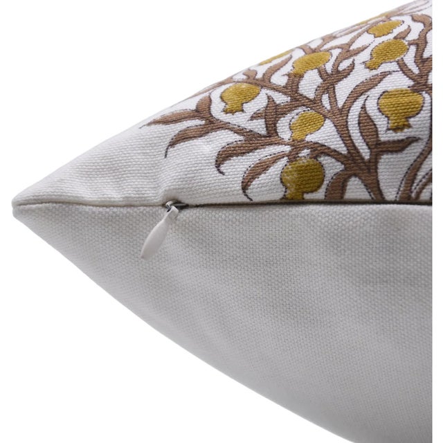 Art Deco Fabdivine Handcrafted Block Print Cushion Cover 18x18 Inch Thick Cotton White-Anar For Sale - Image 3 of 4