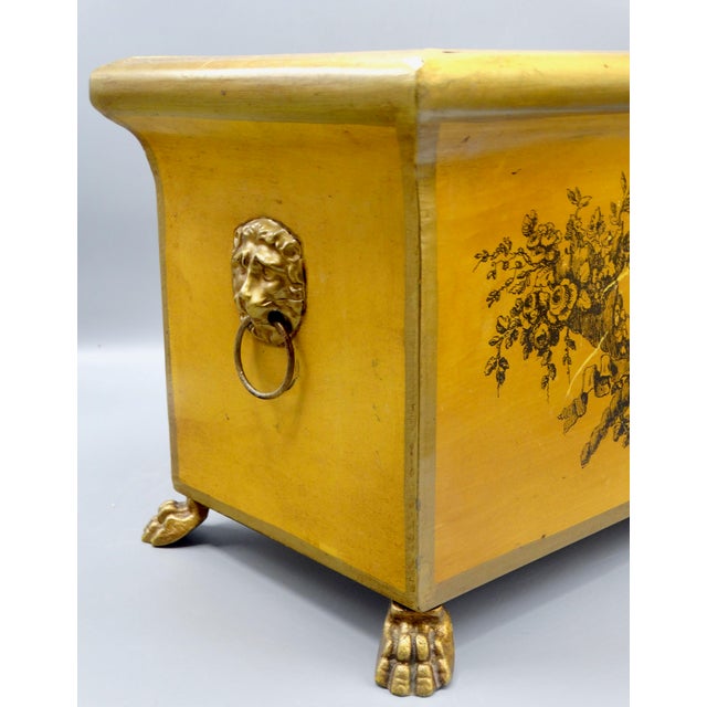 Antique French Mustard Color Toleware Jardiniere Cachepot For Sale - Image 12 of 14