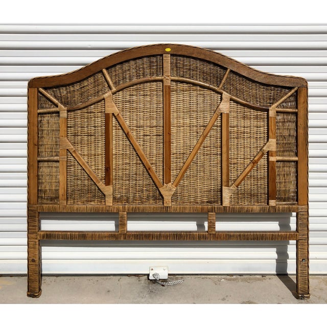 Boho Chic Wicker and Wrapped Rattan Braided Full Headboard Chairish