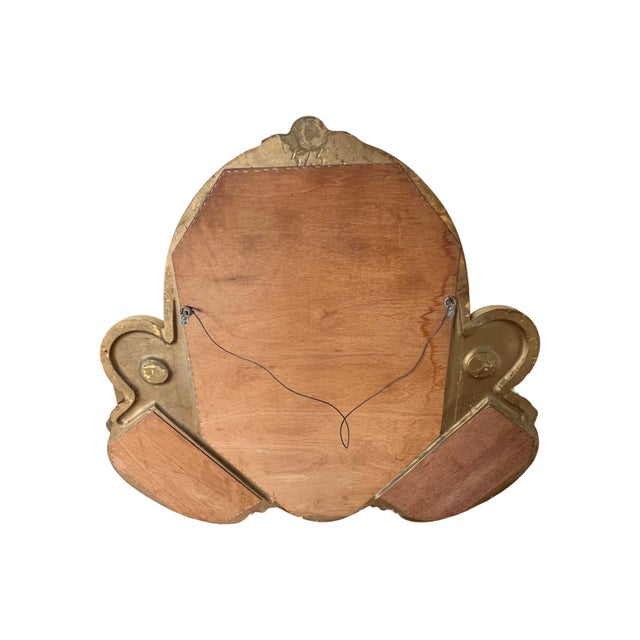 Beige Vintage Large Hollywood Regency Italian Syroco Style Resin Triple Wall Mirror Gold Gilt For Sale - Image 8 of 10
