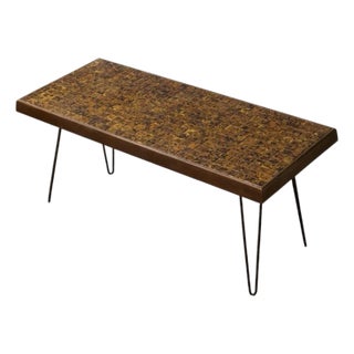 Vintage Mid-Century Modern Mosaic Tile Coffee Table With Hairpin Legs For Sale