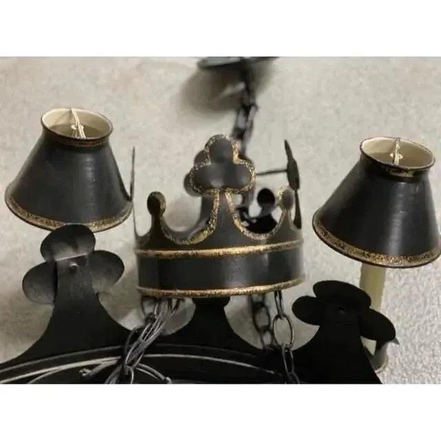 Traditional Vintage Niermann Weeks Regency Style Tole Chandelier For Sale - Image 3 of 4