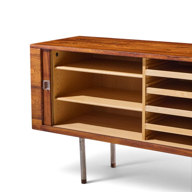 Brown Hans Wegner for Ry Møbler Ry-25 President Mid Century Rosewood Credenza With Hutch For Sale - Image 8 of 12