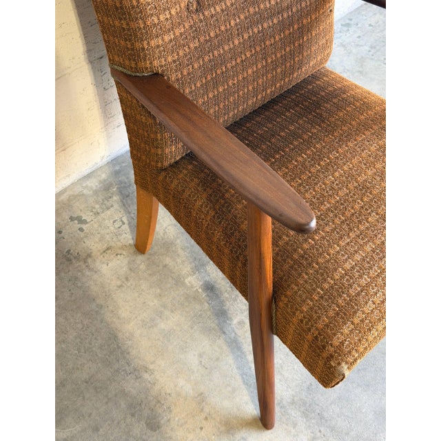 Brown Upholstered Lounge Armchair With Wooden Frame Mid-Century Modern 1960s For Sale In Los Angeles - Image 6 of 12