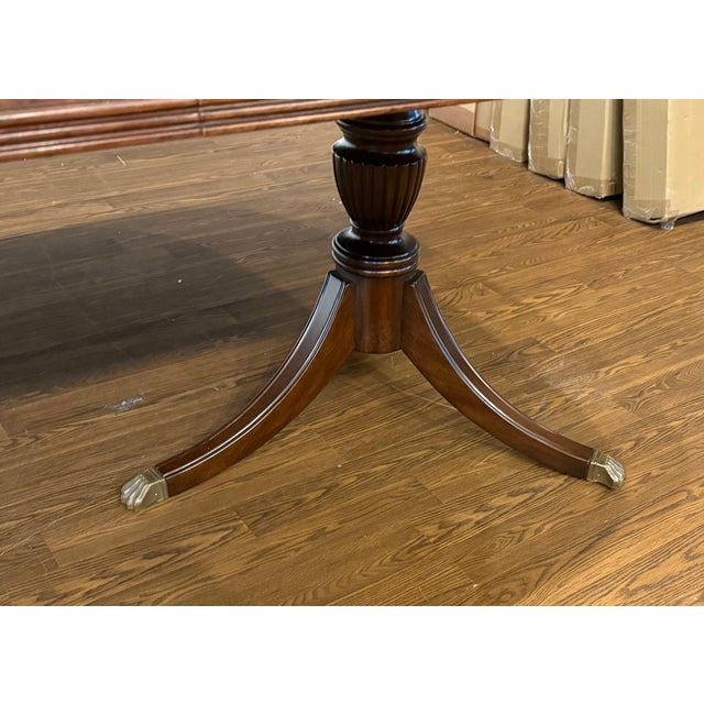 Traditional Georgian Style Multi-Banded Mahogany Dining Table by Leighton Hall - Showroom Sample For Sale - Image 17 of 18