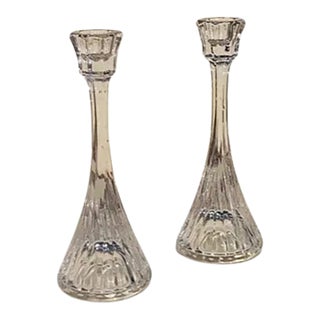 1980s ( Set of 2 ) Mikasa Park Lane Crystal Candlesticks For Sale