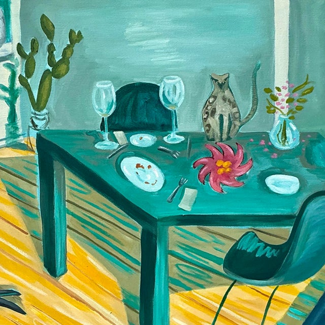 Vintage Boho Original Abstract Expressionist Original Oil on Canvas For Sale - Image 10 of 12