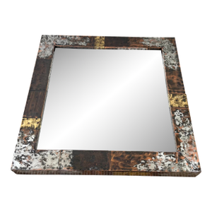 Vintage 1970s Paul Evans Brutal Metal Patchwork Wall Mirror