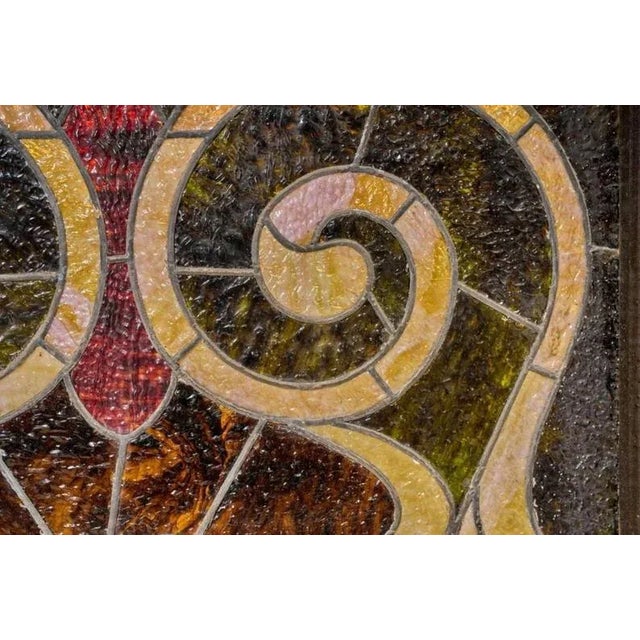 Folk Art Large Antique Angel Slag Glass Window Panel For Sale - Image 3 of 6