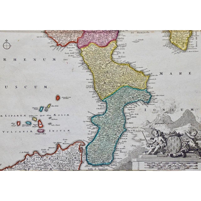 "Novissima & exactissimus Totius Regni Neapolis Tabula Presentis Belli Satui Accommo Data" is a hand colored map of...