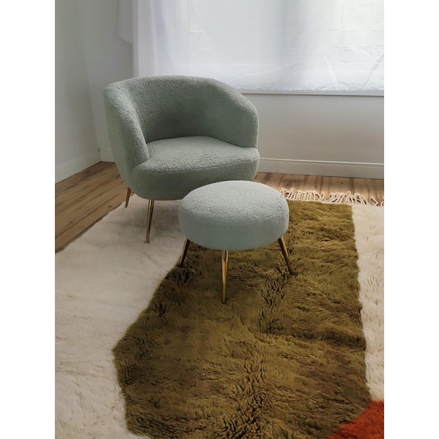 Contemporary Orange Green Color Block Wool Moroccan Rug For Sale - Image 10 of 18