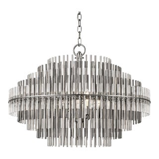 Round Restoration Hardware Emile Stainless Steel Lucite Acrylic Cascading Chandelier For Sale