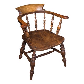 Antique Smoker's Bow Chair, English, Country House Elbow Seat, Edwardian, 1904 For Sale