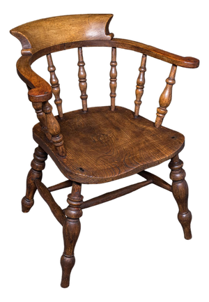 Antique Smoker's Bow Chair, English, Country House Elbow Seat, Edwardian, 1904