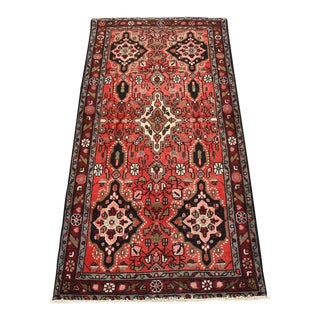 Vintage Traditional Oriental 2’9” X 5’2” Red Wool Hand-Knotted Area Rug For Sale