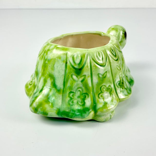 1970s Vintage Boho Chic Folk Art Whimsical Turtle Ceramic Planter For Sale - Image 10 of 12