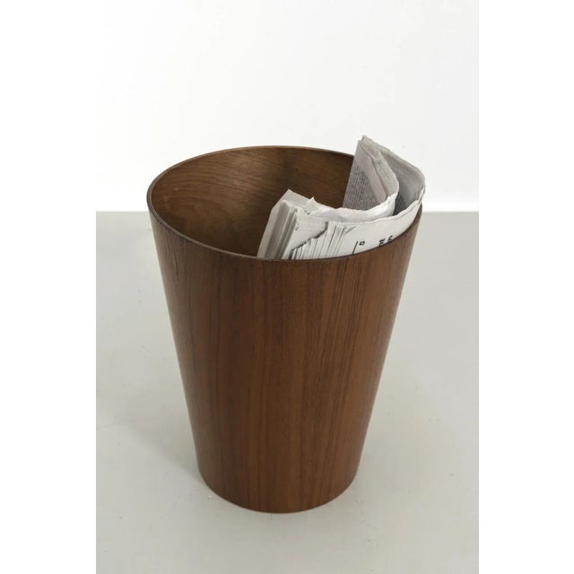 Trash Can in Teak Wood Veneer For Sale - Image 4 of 6