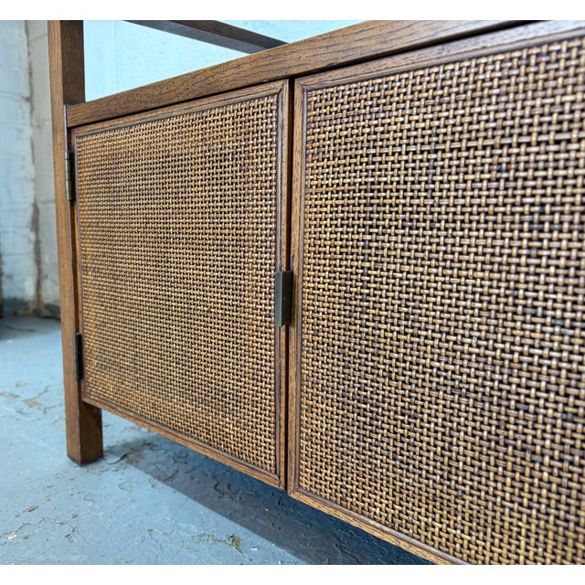 Mid 20th Century Cane and Glass Top End Tables For Sale - Image 10 of 10