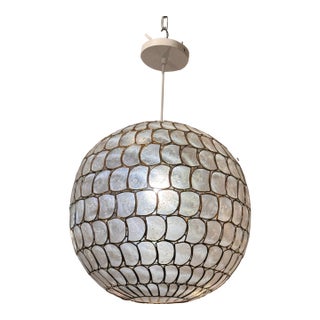 World Market Natural Capiz Globe Pendant For Sale
