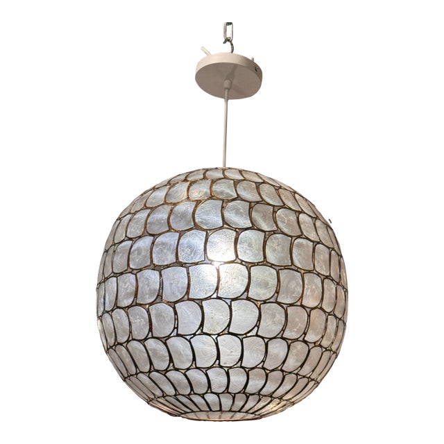 World Market Natural Capiz Globe Pendant For Sale