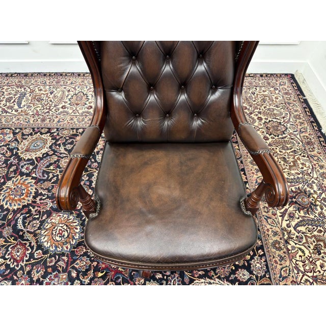 Large English Chesterfield Office Chair For Sale - Image 6 of 8