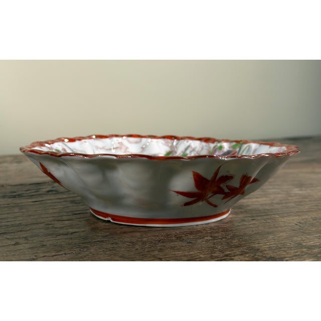 Japanese Vintage Japanese Geisha Porcelain Bowl With Temple Landscape Scene For Sale - Image 3 of 8