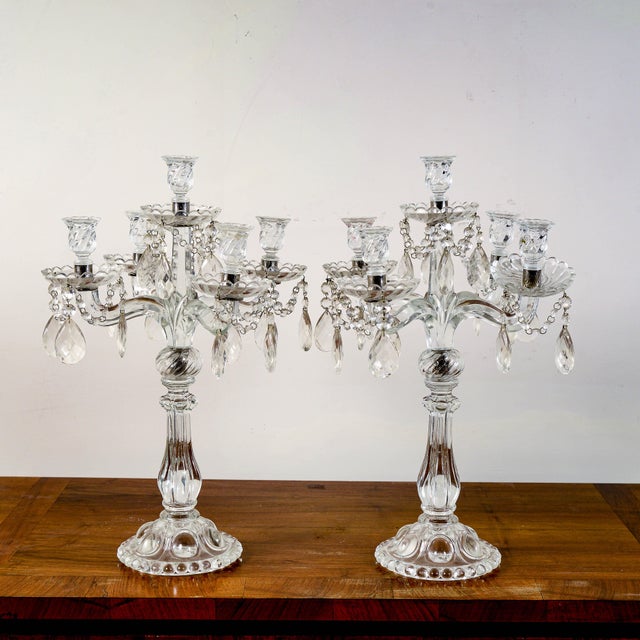 Vintage Glass Candlesticks, Set of 2 For Sale - Image 3 of 9