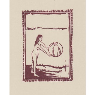 Nude Figure Woodblock Print “Beach Ball” by Michelle Farro For Sale