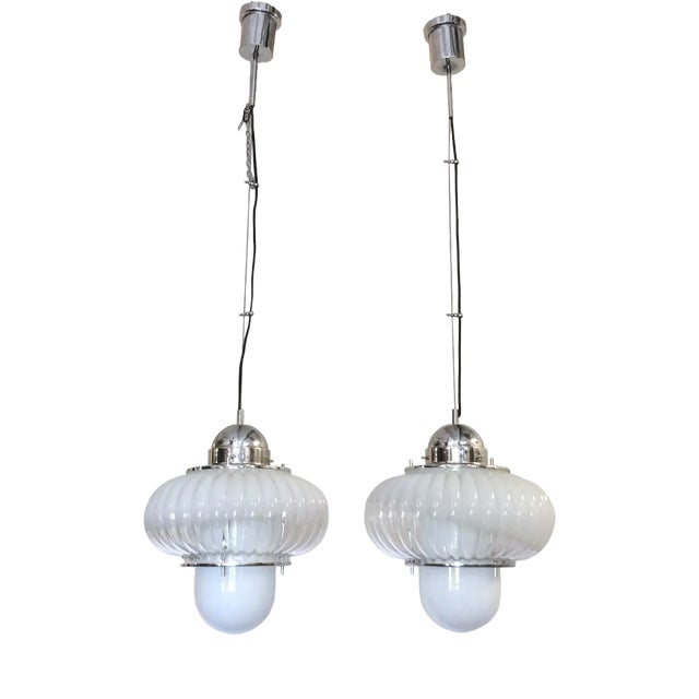 Glass Ceiling Lights, 1970s, Set of 2 For Sale
