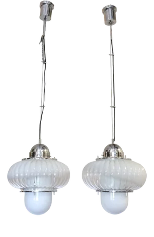 Glass Ceiling Lights, 1970s, Set of 2