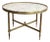 1940s Neoclassical style round brass coffee table with marble top Attributed to Maison Jansen For Sale