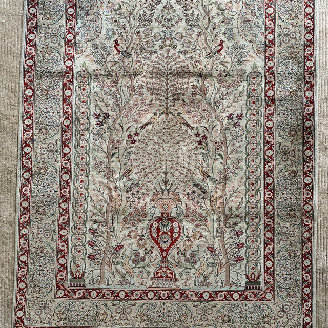 Vintage Silk Persian Style Rug For Sale In New York - Image 6 of 8