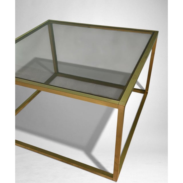 Late 20th Century Willy Rizzo Style Italian Brass and Smoked Glass Coffee Table For Sale - Image 9 of 17
