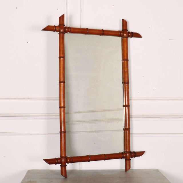 Brown French Faux Bamboo Mirror, 1890s For Sale - Image 8 of 8