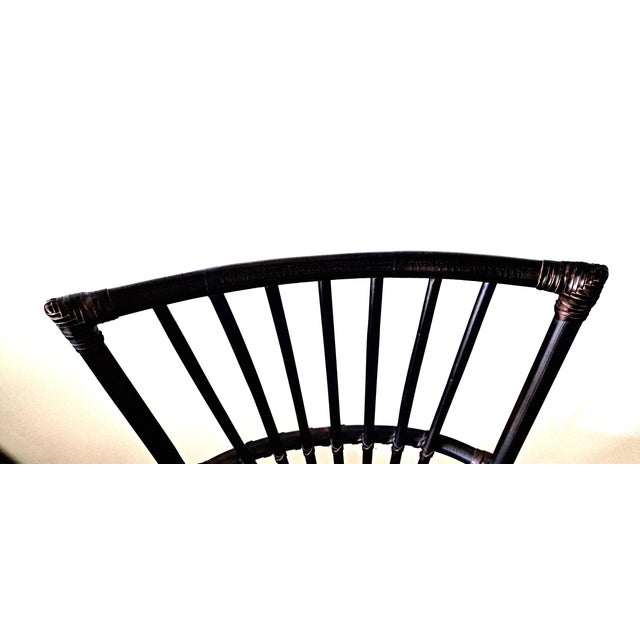 Palecek Vintage Dark Tone Armchair Tropical Motif Upholstered Seat Accent Chair – Pair For Sale - Image 11 of 11