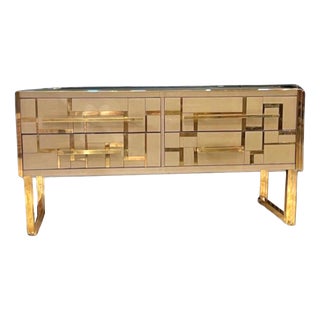 Sideboard in Gold and Brass Glass from Justfurnituress SRL For Sale